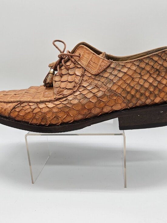 Genuine Hornback Alligator & Lizard Oxford Brown Dress Shoe Sz 8 Slick Exotica